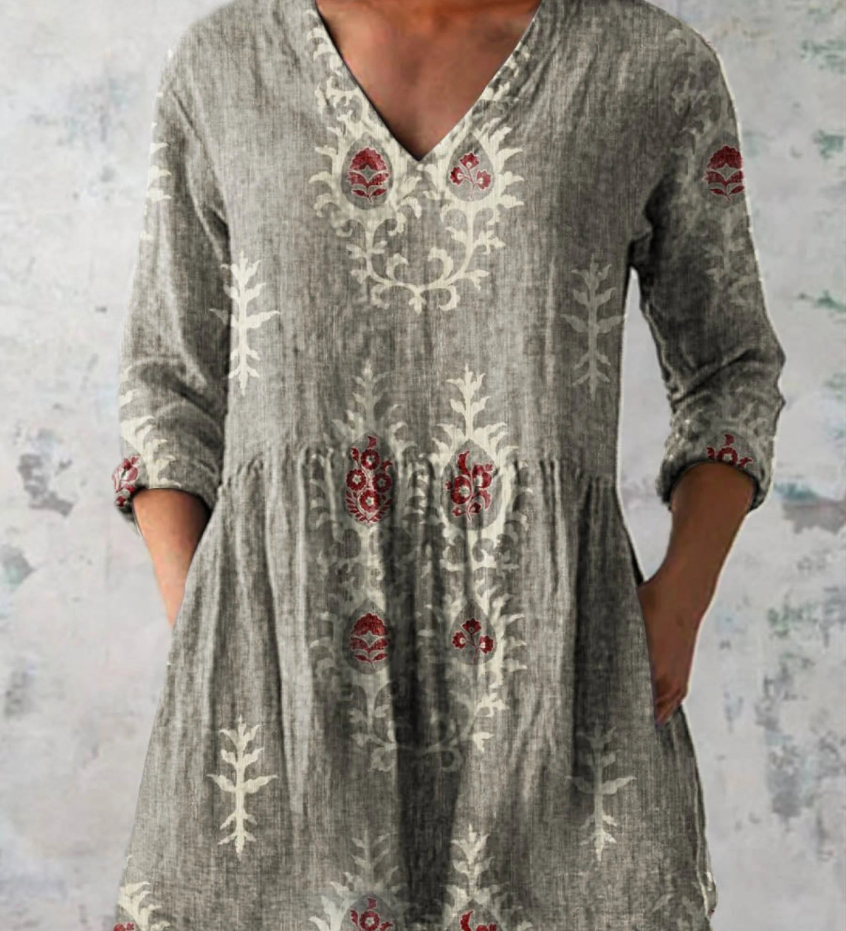 Blanche | Blouse Longue a Imprime Graphique