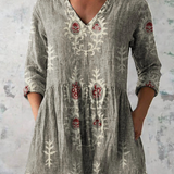Blanche | Blouse Longue a Imprime Graphique