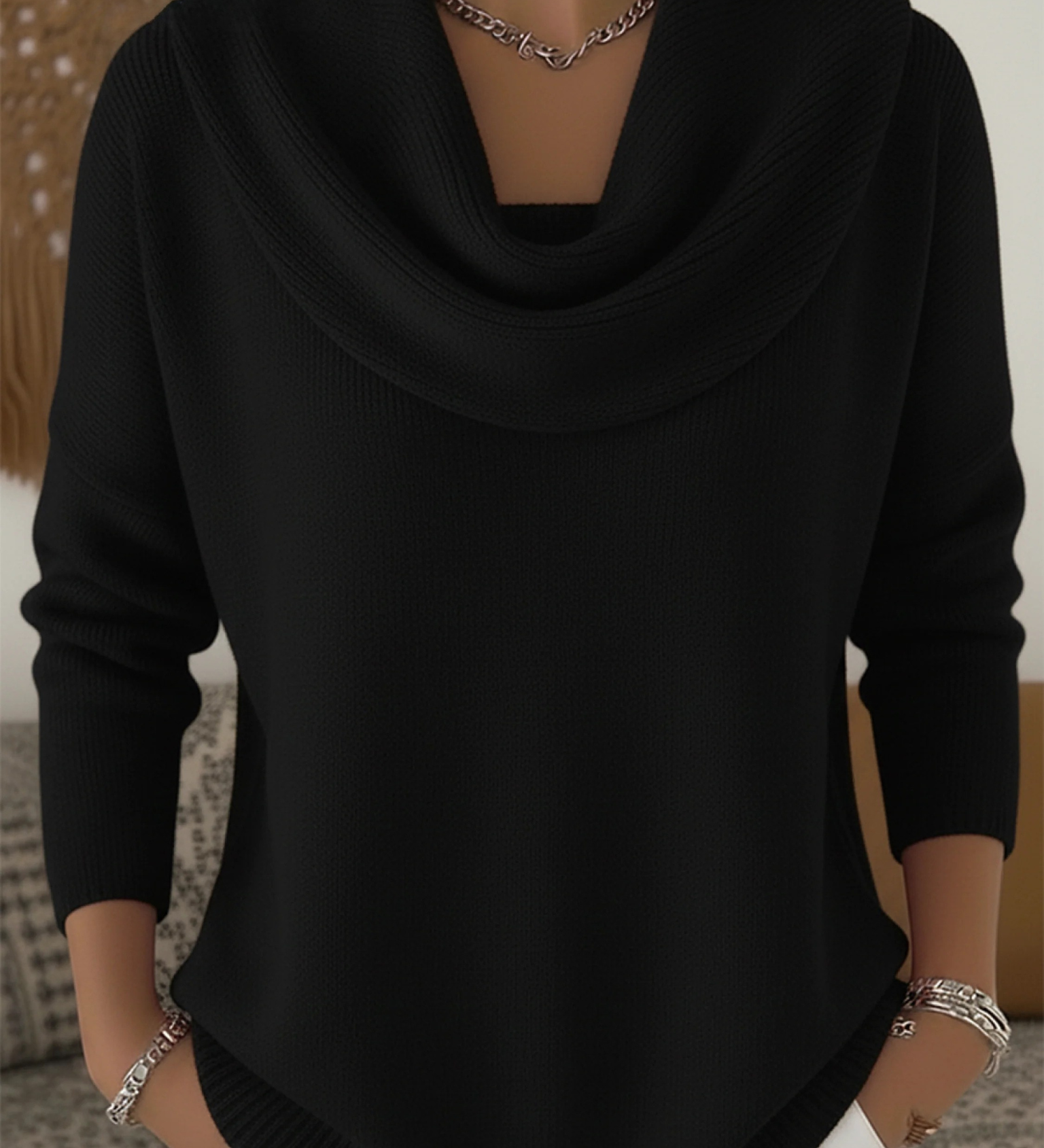 Heloise | Pull Col Chale en Laine Merinos
