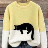 Fleur | Pull Motif Chat en Melange de Laine