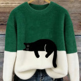 Fleur | Pull Motif Chat en Melange de Laine