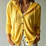 Cardigan Moutarde à Capuche et Boutons