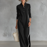 Clémence – Robe Maxi Col Boutonné
