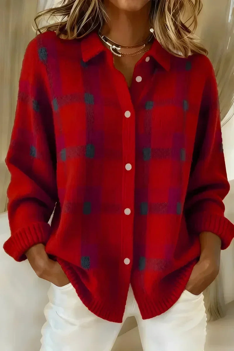 Bernadette | Cardigan à Carreaux Boutonné