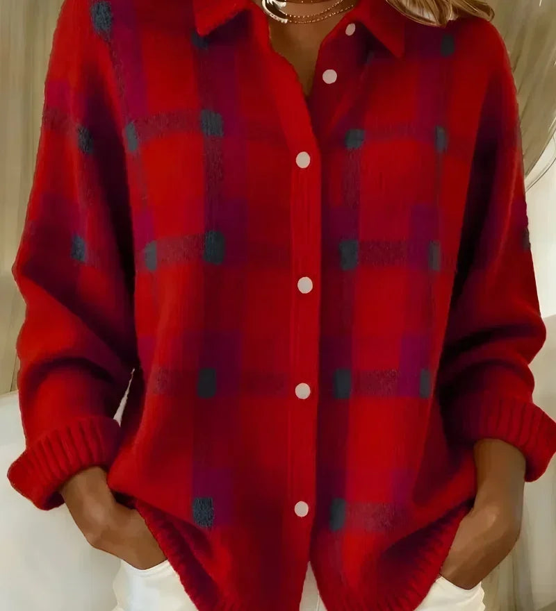 Bernadette | Cardigan à Carreaux Boutonné