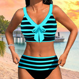 Odile - Bikini rayé taille haute