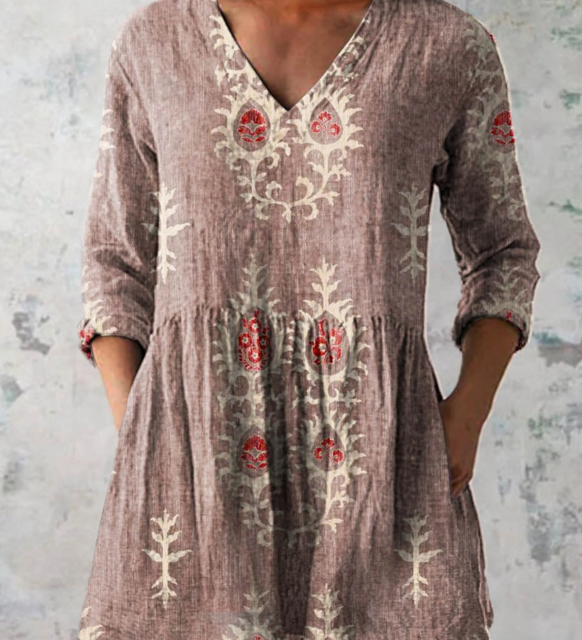 Blanche | Blouse Longue a Imprime Graphique