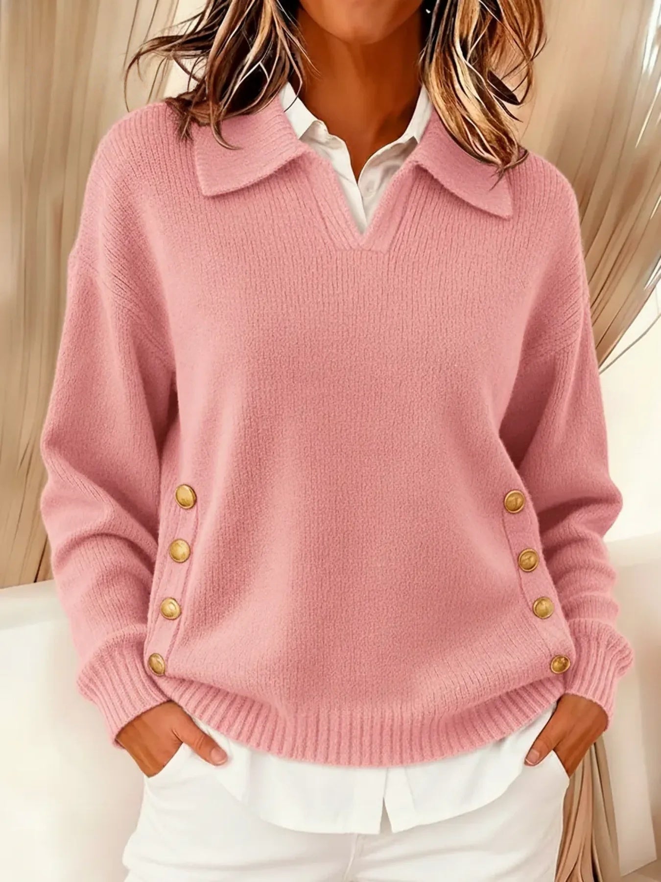 Vynette | Pull Col en V à Col Polo