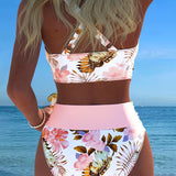 Clémence - Bikini floral contrasté avec fente
