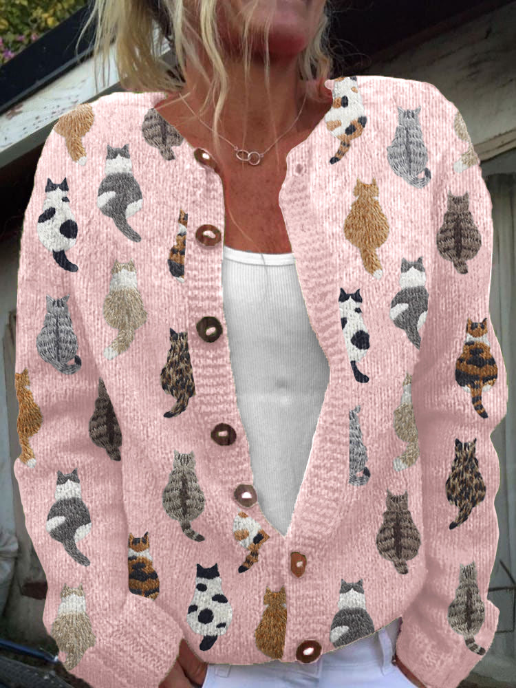 Charlotte | Cardigan Douillet à Imprimé Chat
