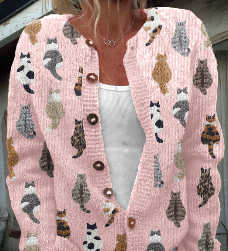 Charlotte | Cardigan Douillet à Imprimé Chat
