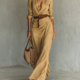 Juliette – Robe Maxi Col Revers Manches Longues