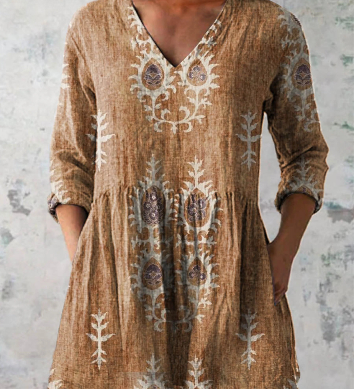 Blanche | Blouse Longue a Imprime Graphique