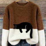 Fleur | Pull Motif Chat en Melange de Laine