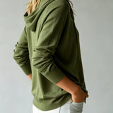 Cardigan Vert Militaire à Capuche et Boutons