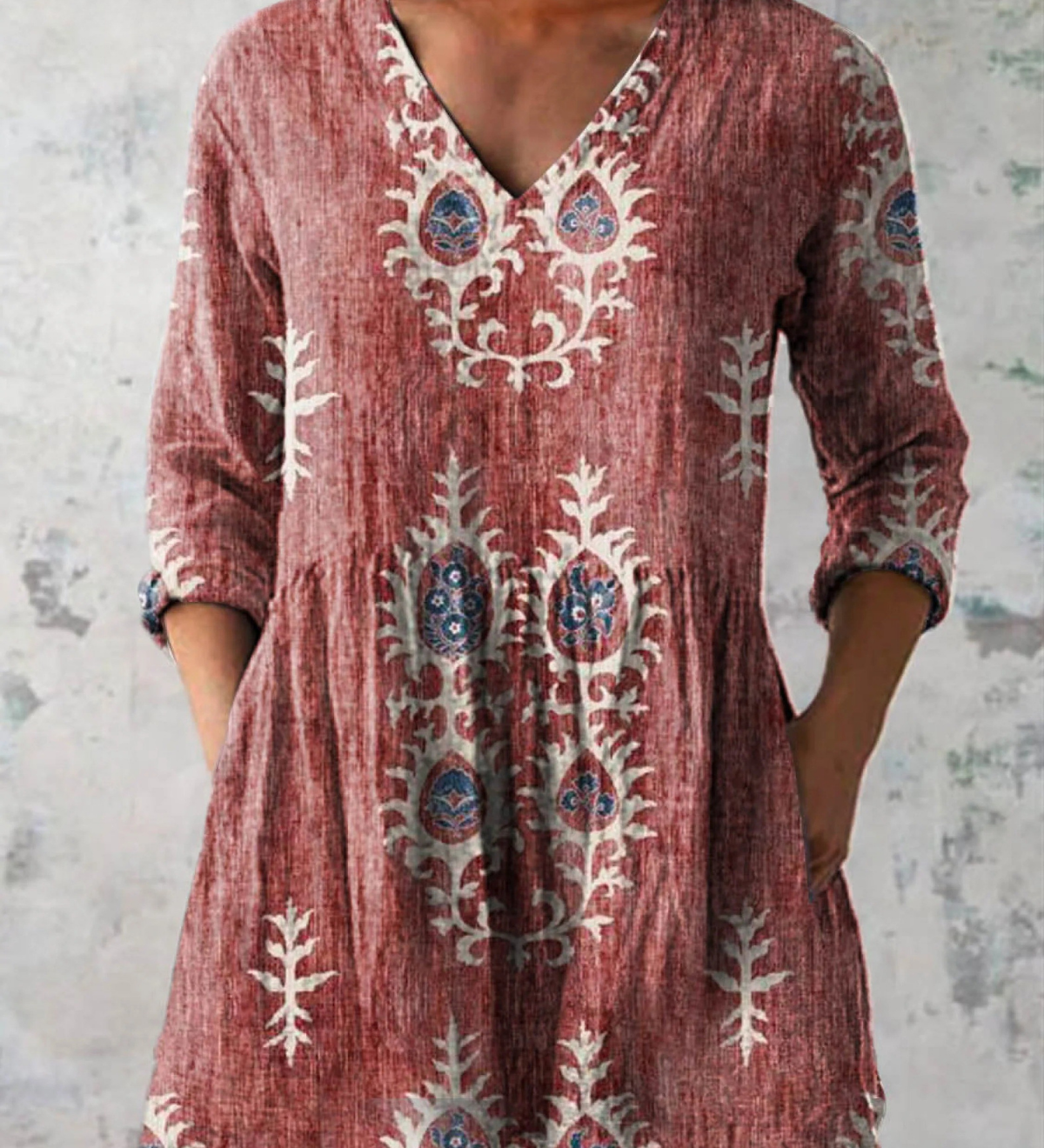 Blanche | Blouse Longue a Imprime Graphique