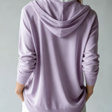 Cardigan Lilas à Capuche et Boutons