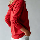 Cardigan Rouge à Capuche et Boutons