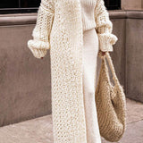 Amélie | Cardigan Long en Maille à Col Ouvert et Élégant