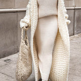 Amélie | Cardigan Long en Maille à Col Ouvert et Élégant