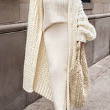 Amélie | Cardigan Long en Maille à Col Ouvert et Élégant