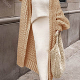 Amélie | Cardigan Long en Maille à Col Ouvert et Élégant