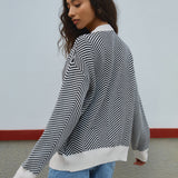 Margot | Cardigan Chevron à Boutons Contrastés