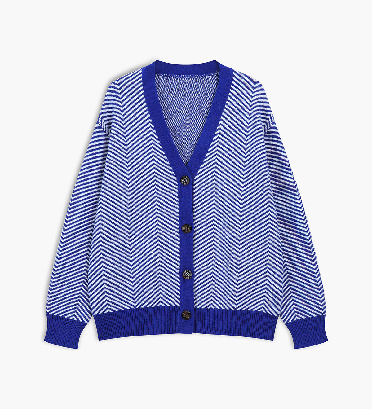 Margot | Cardigan Chevron à Boutons Contrastés