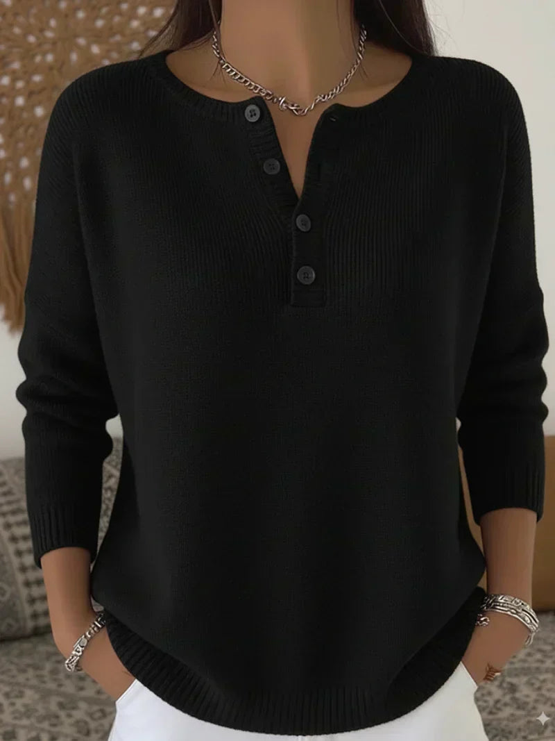 Helena | Pull Henley Boutonné en Maille