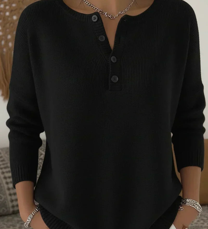 Helena | Pull Henley Boutonné en Maille