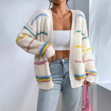 Séverine | Cardigan Oversize en Maille, Pull Douillet à Manches Longues et Col Ouvert