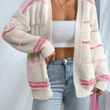 Séverine | Cardigan Oversize en Maille, Pull Douillet à Manches Longues et Col Ouvert