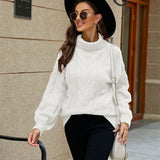 Lea | Pull Torsade a Col Roule pour Femme