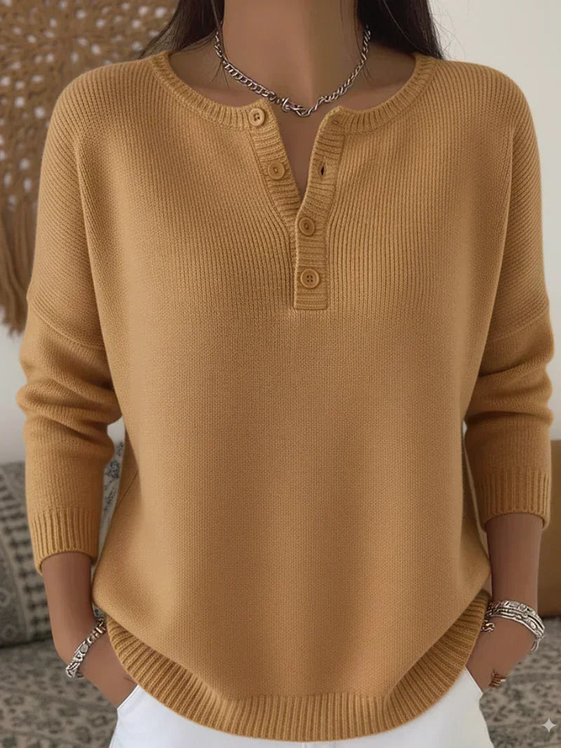 Helena | Pull Henley Boutonné en Maille