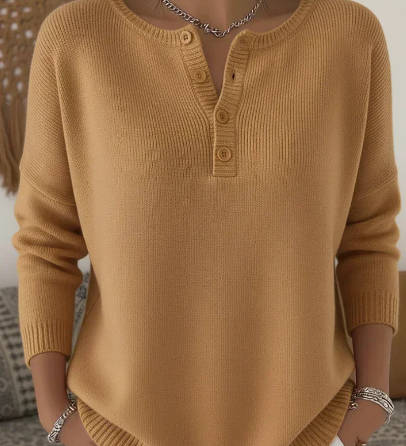 Helena | Pull Henley Boutonné en Maille