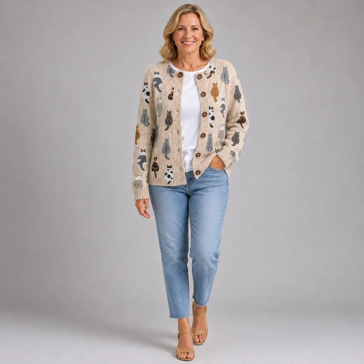 Charlotte | Cardigan Douillet à Imprimé Chat
