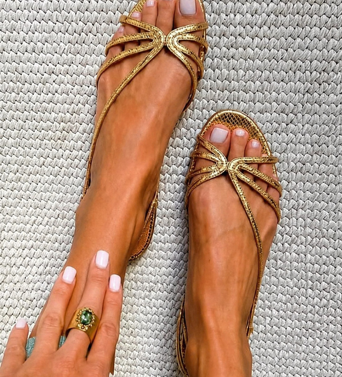 Genevieve - Sandales Dorees Elegance Estivale