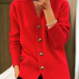 Violette | Cardigan Col en V, Maille Douce Boutonnée