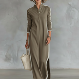 Clémence – Robe Maxi Col Boutonné