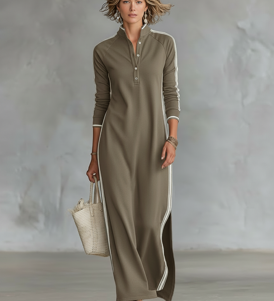 Clémence – Robe Maxi Col Boutonné