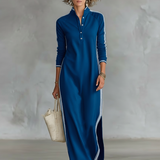 Clémence – Robe Maxi Col Boutonné