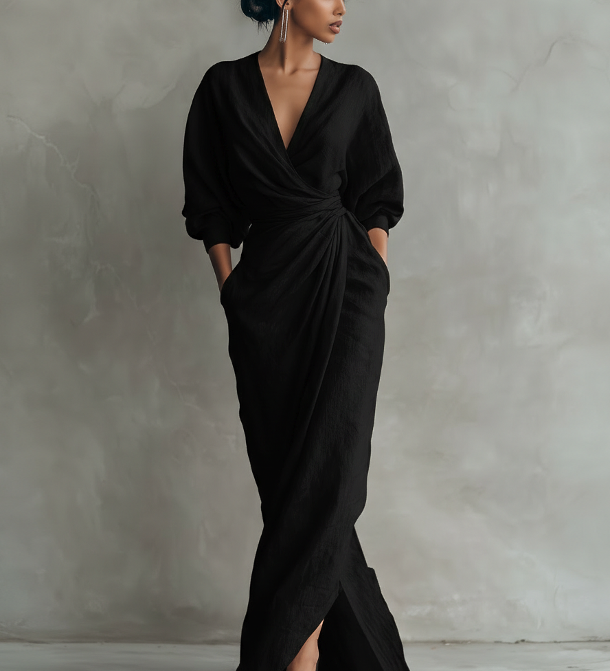 Chloé – Robe Maxi en Lin Rose Col V