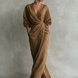 Chloé – Robe Maxi en Lin Rose Col V
