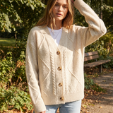 Marion | Cardigan Boutonné en Maille Torsadée, Pull Classique