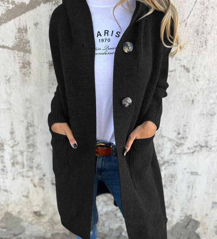 Roxane | Cardigan Long en Maille à Boutons