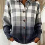 Sandra | Cardigan à Carreaux Ombré Boutonné