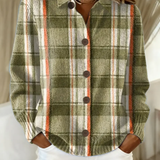 Lisette | Cardigan à Carreaux Olive Boutonné