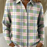Simone | Cardigan à Carreaux Pastel Boutonné