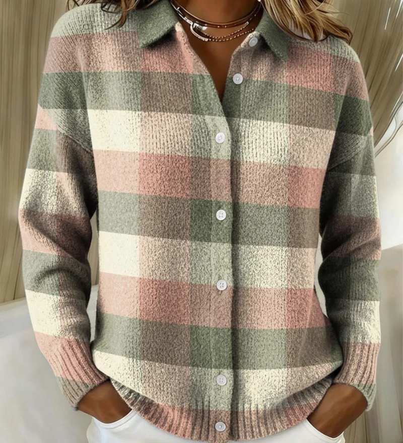 Marianne | Cardigan à Carreaux Pastel