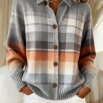 Brigitte | Cardigan à Carreaux Ombré Chaud